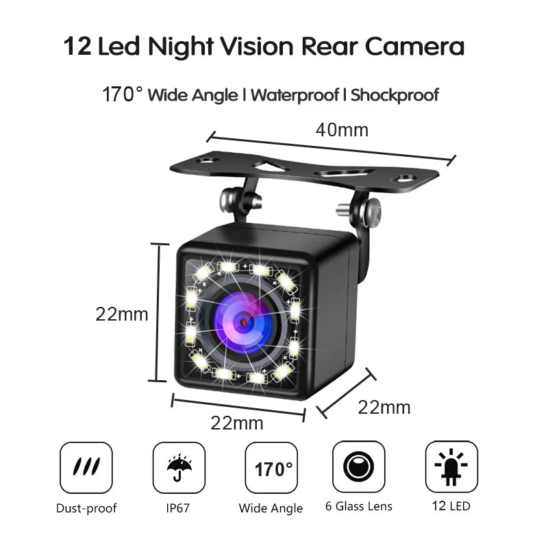 5 Inch 800*480 TFT LCD Foldable Car Monitor Reverse Parking And 12 LED Night Vision Rear View Camera