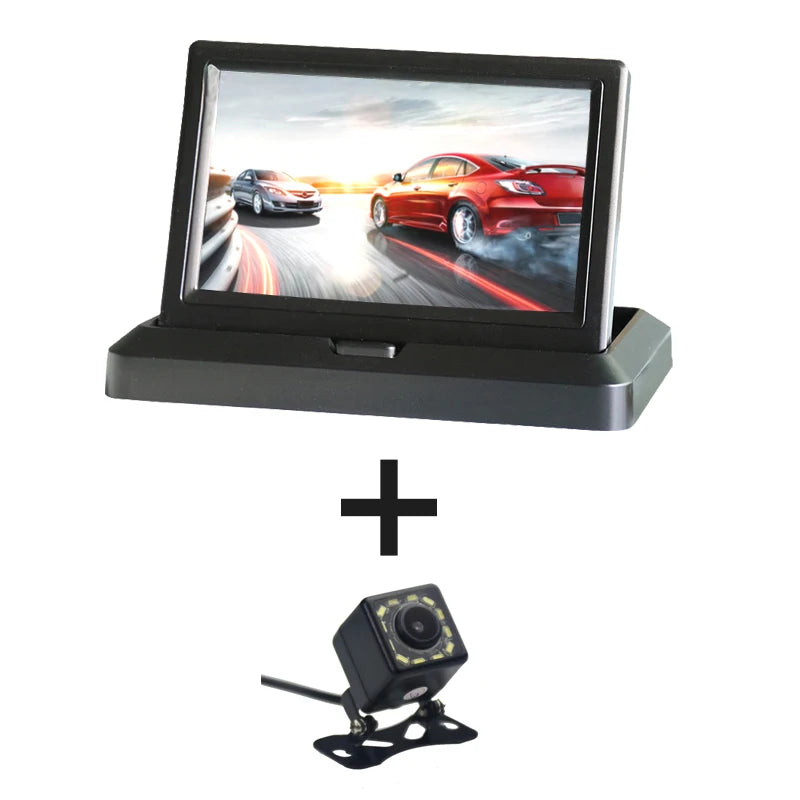 5 Inch 800*480 TFT LCD Foldable Car Monitor Reverse Parking And 12 LED Night Vision Rear View Camera