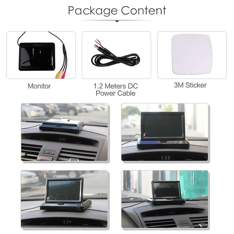 5 Inch 800*480 TFT LCD Foldable Car Monitor Reverse Parking And 12 LED Night Vision Rear View Camera