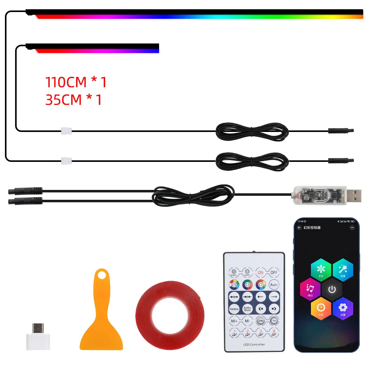 10 in 1 Car LED Acrylic Light Strip