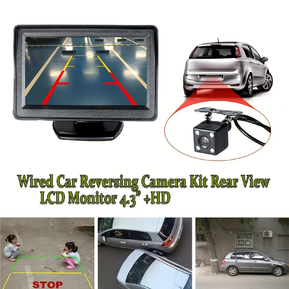 4.3 Inch Car Monitor With Rear View Camera For Vehicle Parking Reversing Camera With LCD Screen Usb Easy Installation