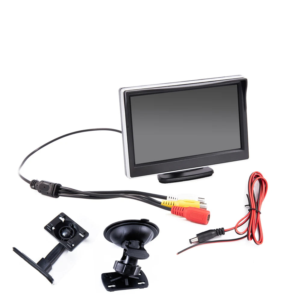 5 - Inch TFT - LCD Car Monitor with HD Digital Color Display - PAL / NTSC - Perfect for Rear View Reverse Parking Camera Systems
