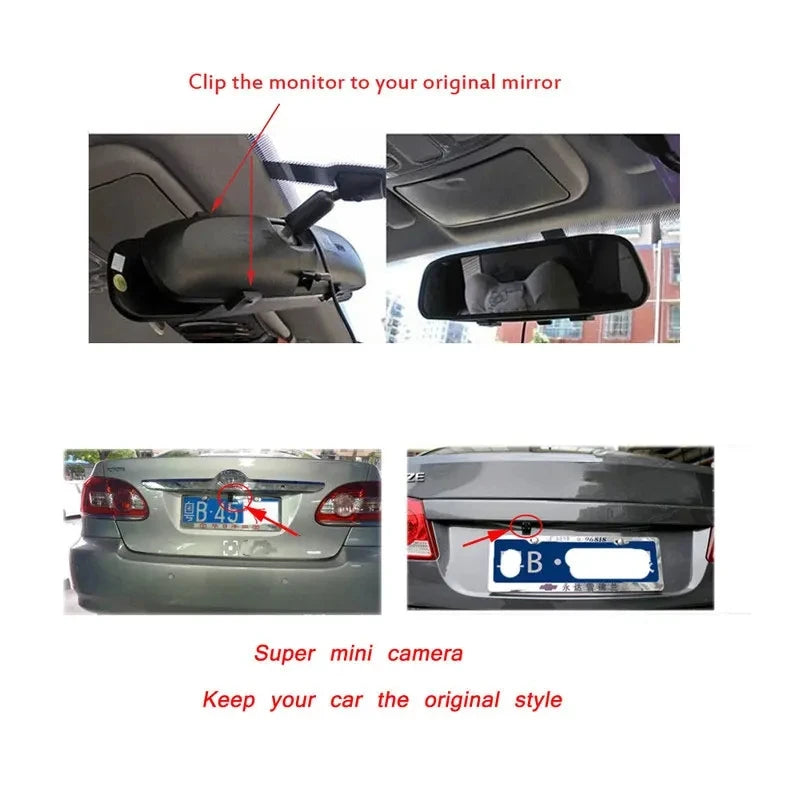 4.3 Inch Car Rearview Mirror HD Video Auto Parking Monitor Night Vision Rear View Camera TFT LCD Reversing Priority