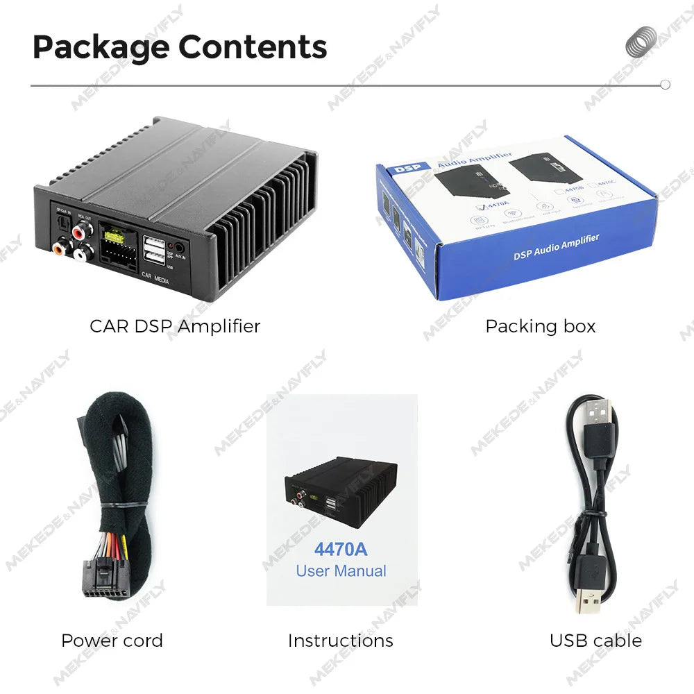 4*80W Car Digital Audio Processor For Volkswagen Benz Peugeot Hyundai With Iso Adapter For Android radio AUX Input DSP Amplifier