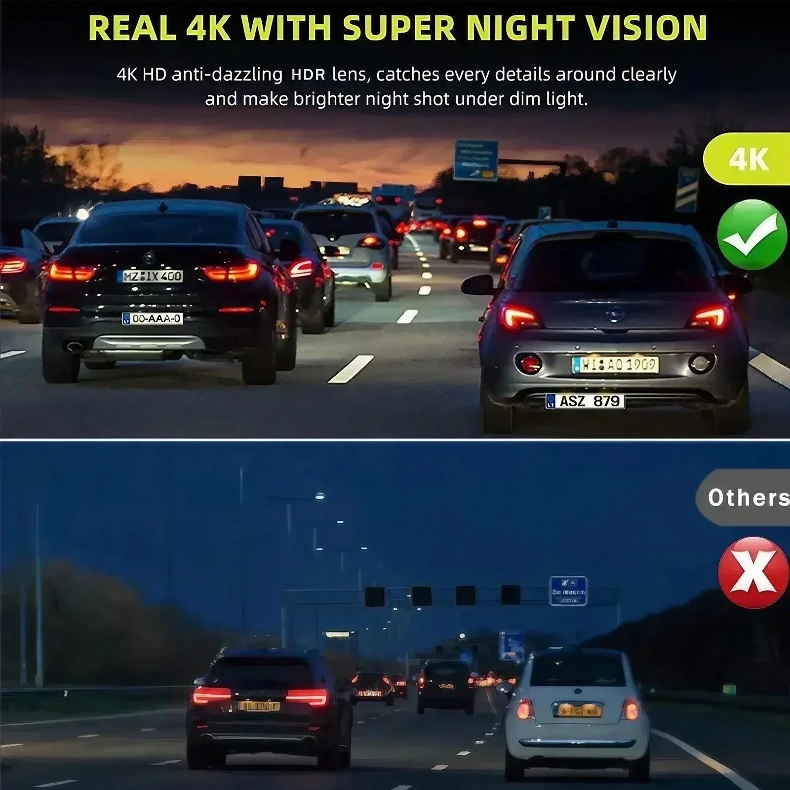 4K 10 WIFI Touch Screen Rear View Mirror Dash Cam Front and Rear Dual Cameras 24H Parking Monitor DVR Streaming Media