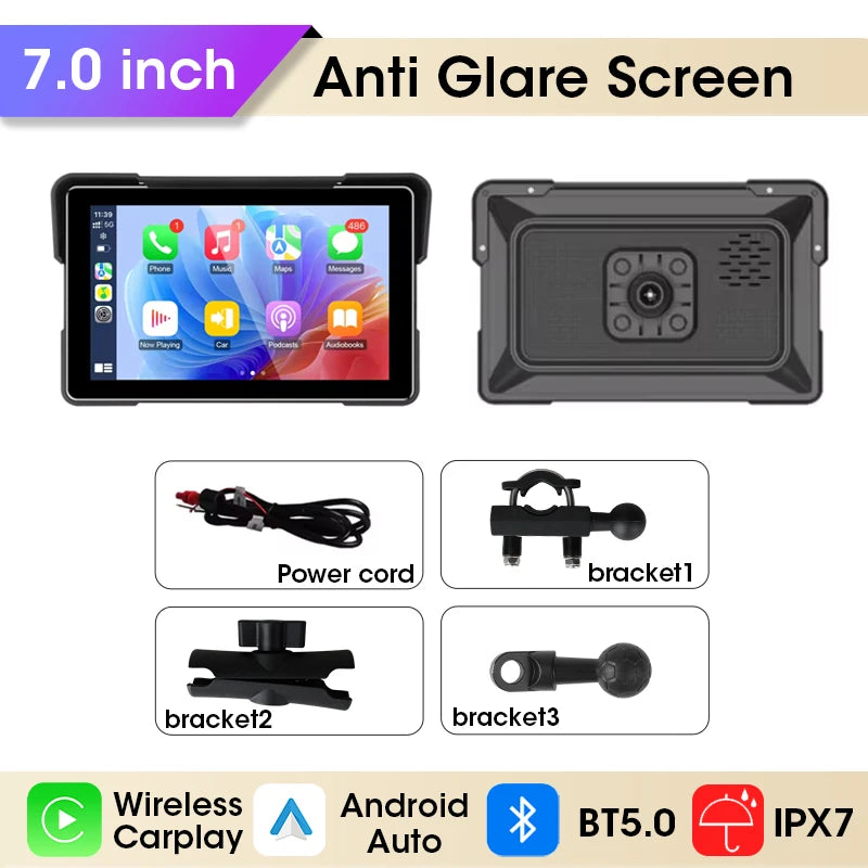 5/7 inch Carplay Motorcycle DVR Navigation GPS Wireless CarPlay Android Auto Airplay Display Screen Portable IPX7 Moto Monitor