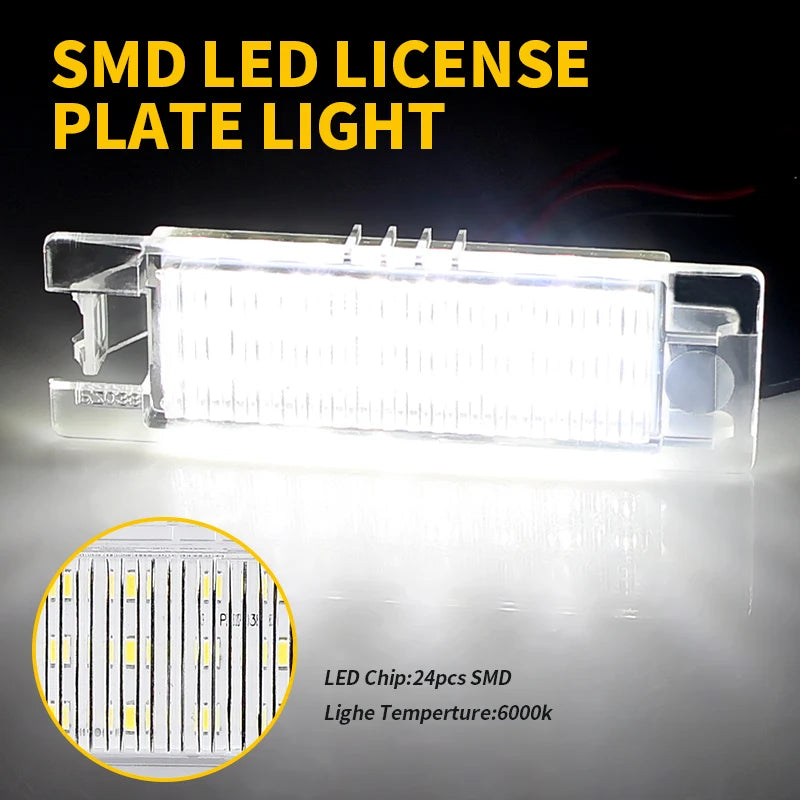 2pcs For Opel LED Number License Plate Light Astra K J H Corsa D E C Meriva A B Vectra C Zafira B Insignia Adam or Vauxhal White