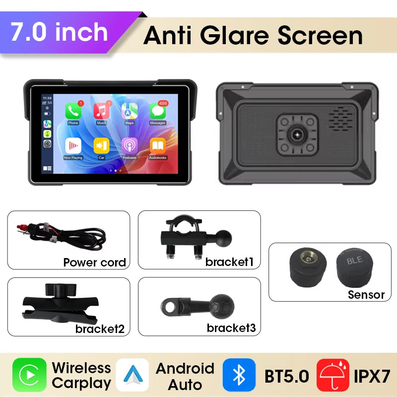 5/7 inch Carplay Motorcycle DVR Navigation GPS Wireless CarPlay Android Auto Airplay Display Screen Portable IPX7 Moto Monitor