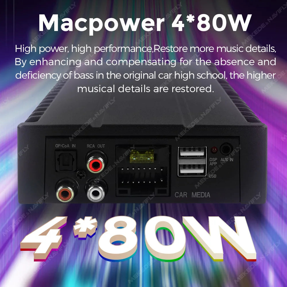 4*80W Car Digital Audio Processor For Volkswagen Benz Peugeot Hyundai With Iso Adapter For Android radio AUX Input DSP Amplifier