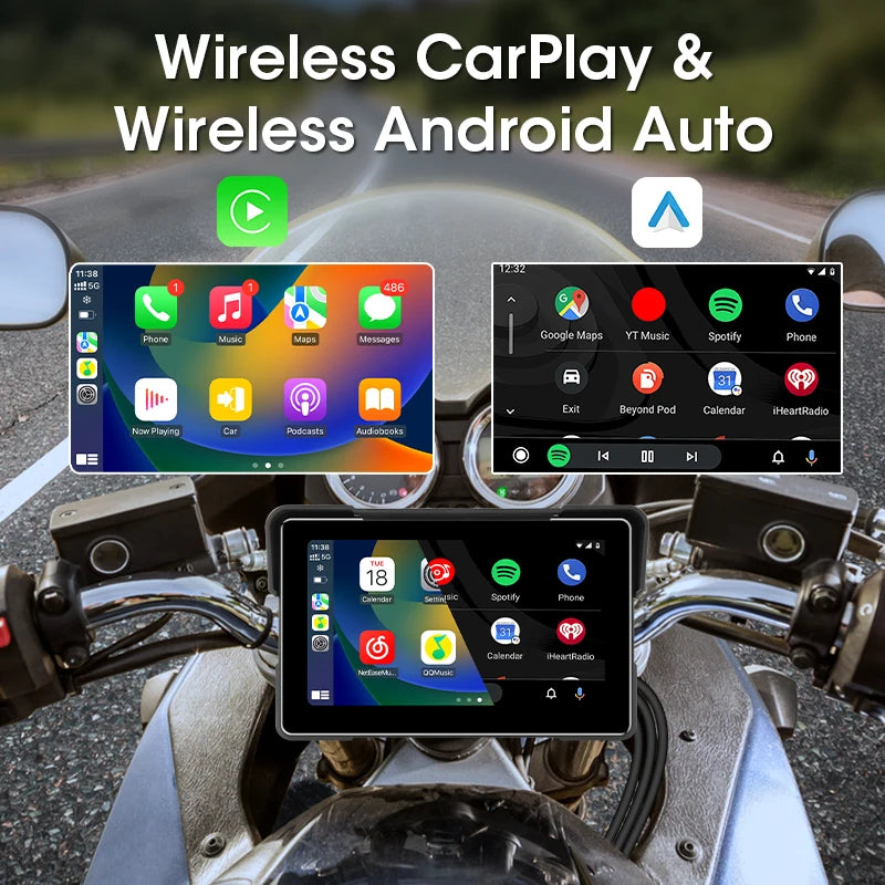 5/7 inch Carplay Motorcycle DVR Navigation GPS Wireless CarPlay Android Auto Airplay Display Screen Portable IPX7 Moto Monitor