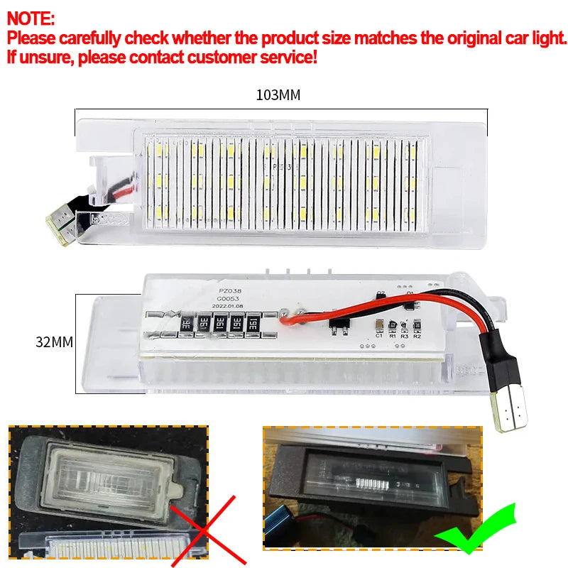 2pcs For Opel LED Number License Plate Light Astra K J H Corsa D E C Meriva A B Vectra C Zafira B Insignia Adam or Vauxhal White