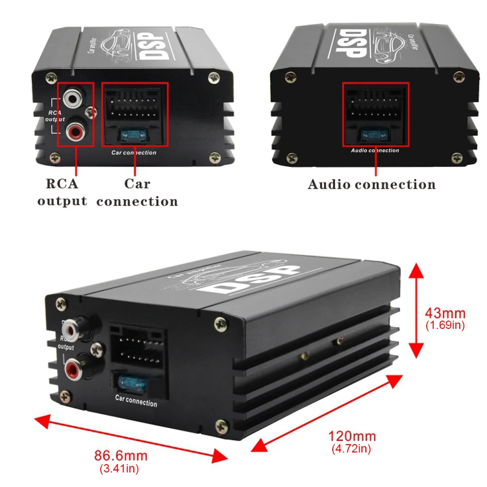 4x50W Car DSP Digital Audio Processor 4 In 6 Out DSP Car Power Amplifier Audio Digital Sound Processor for Car Audio Enhancement