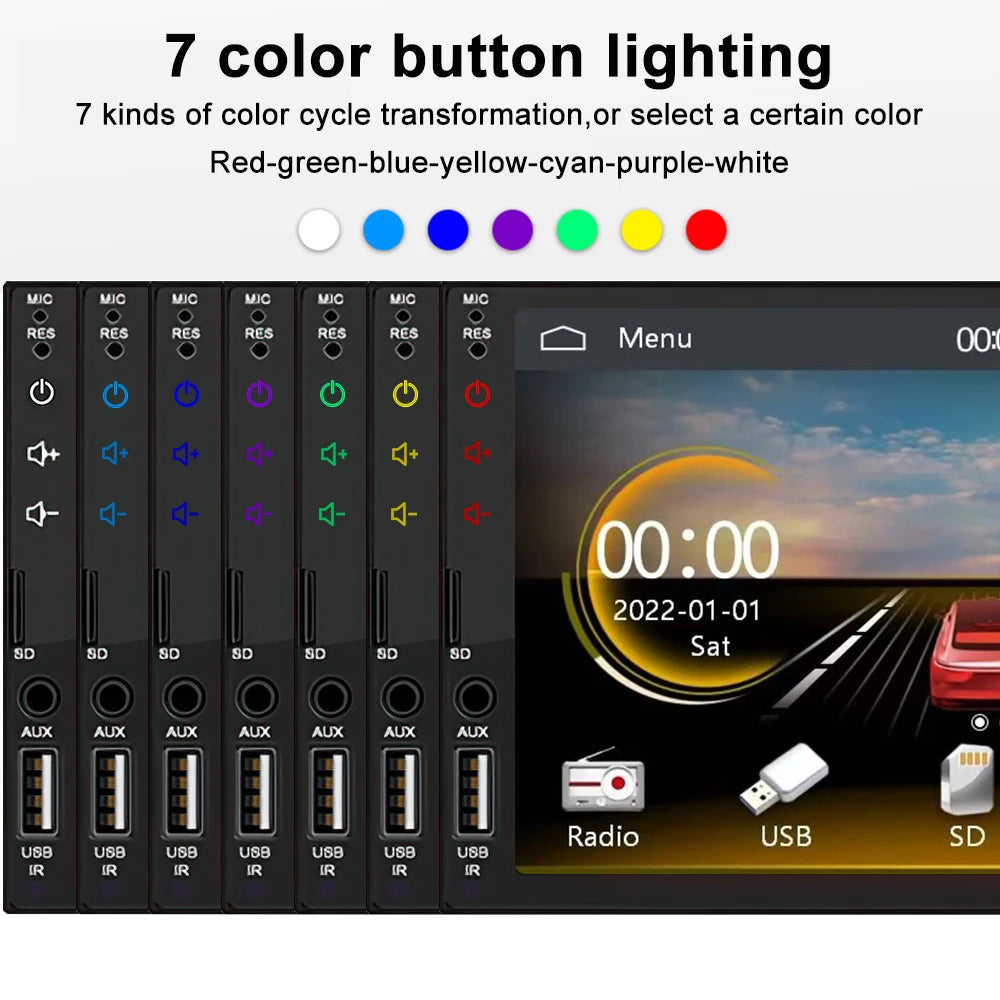 2Din 7 Inch HD Screen Full Touch Carplay Android Auto Car Raido Multimedia MP5 Player Stereo USB Bluetooth With Reverse Camera