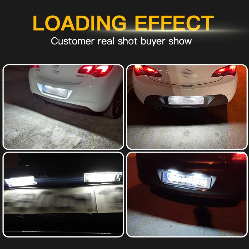 2Pcs LED License Plate Light For Opel Vectra C Astra J H Zafira B Insignia Corsa C D Meriva A Tigra B Canbus Number Plate Lamp