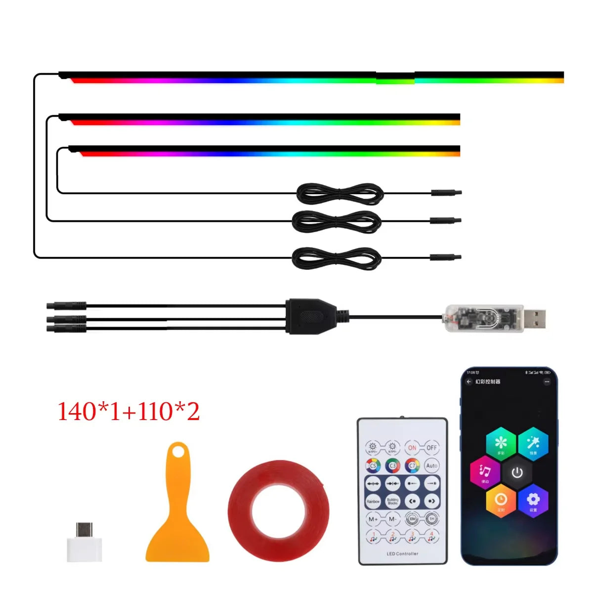 10 in 1 Car LED Acrylic Light Strip