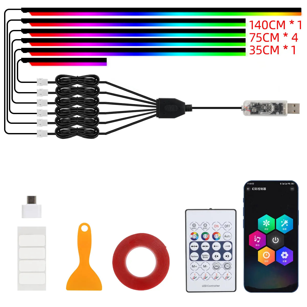10 in 1 Car LED Acrylic Light Strip