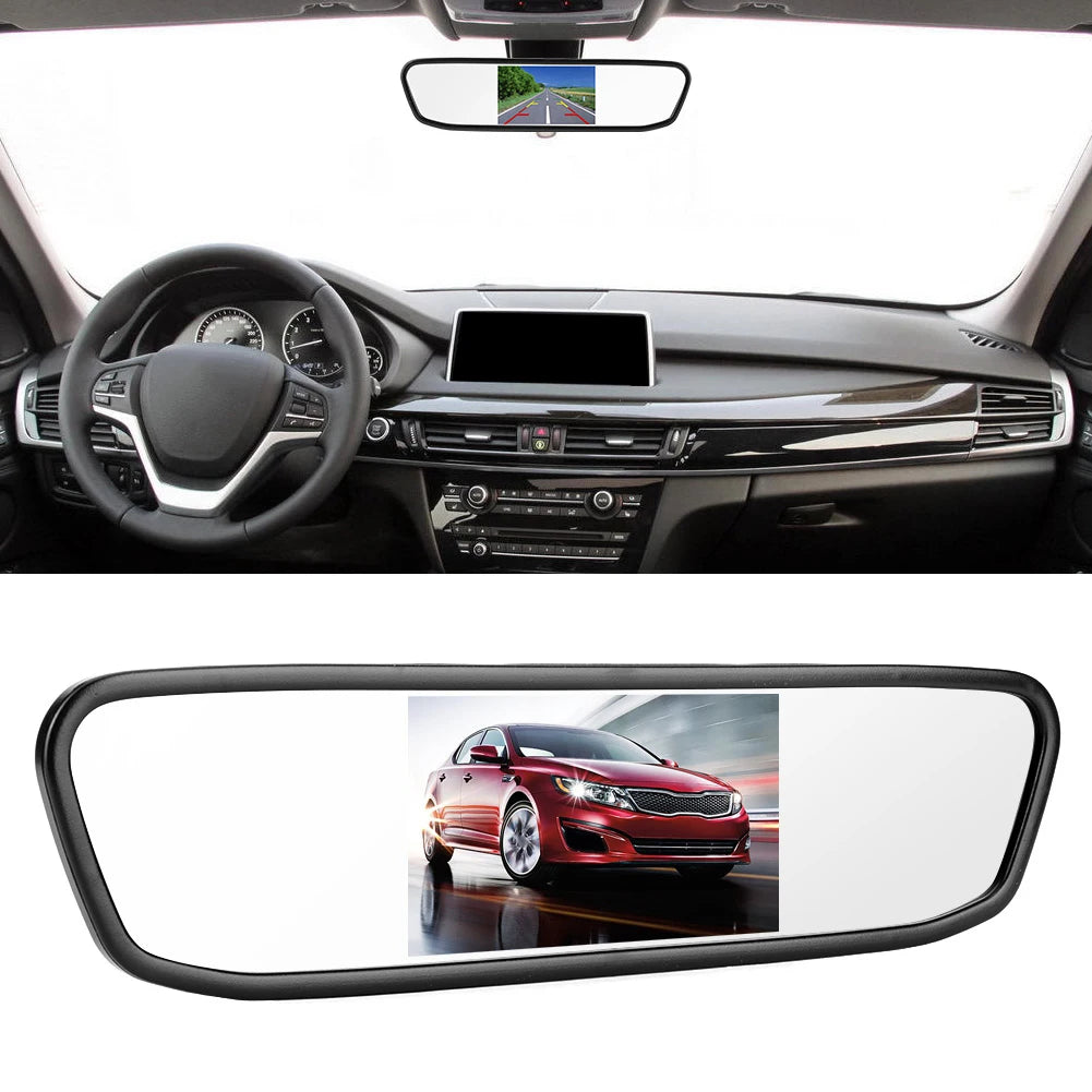 4.3in Car Monitor 4.3in Car Rearview Mirror Monitor HD -LCD Screen 2 Channels Video Input Car Monitor Rearview Mirror Monitor