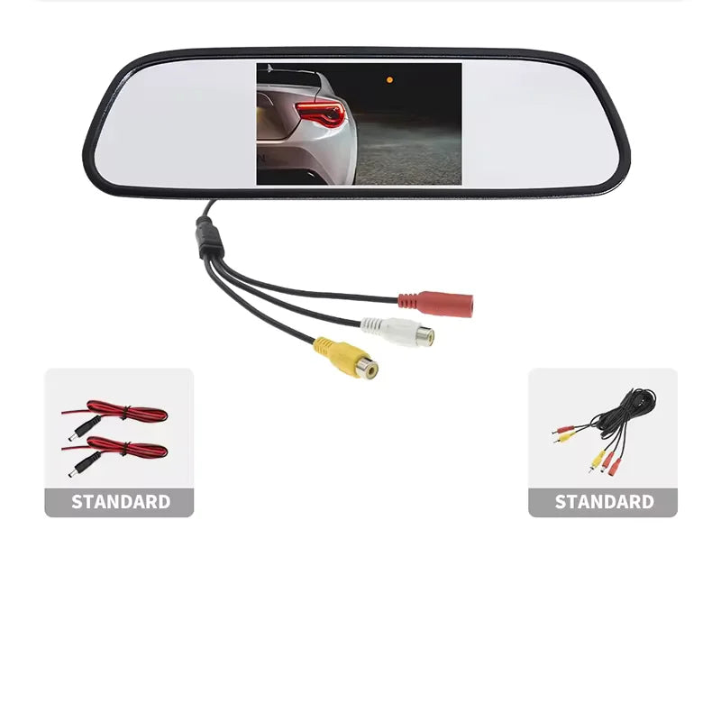 4.3 Inch Car Rearview Mirror HD Video Auto Parking Monitor Night Vision Rear View Camera TFT LCD Reversing Priority