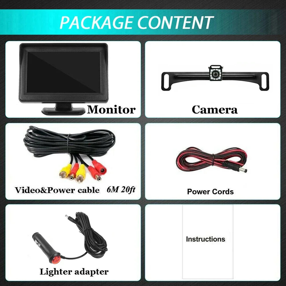 4.3 inch LCD Color Screen Display Car Monitor for Rear View Reverse Backup Camera DVD