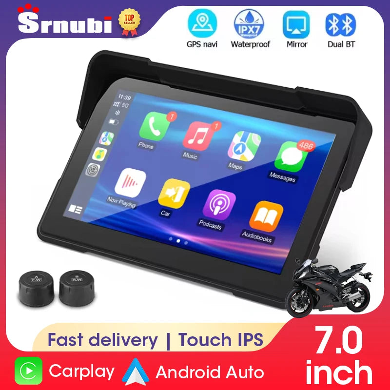 5/7 inch Carplay Motorcycle DVR Navigation GPS Wireless CarPlay Android Auto Airplay Display Screen Portable IPX7 Moto Monitor