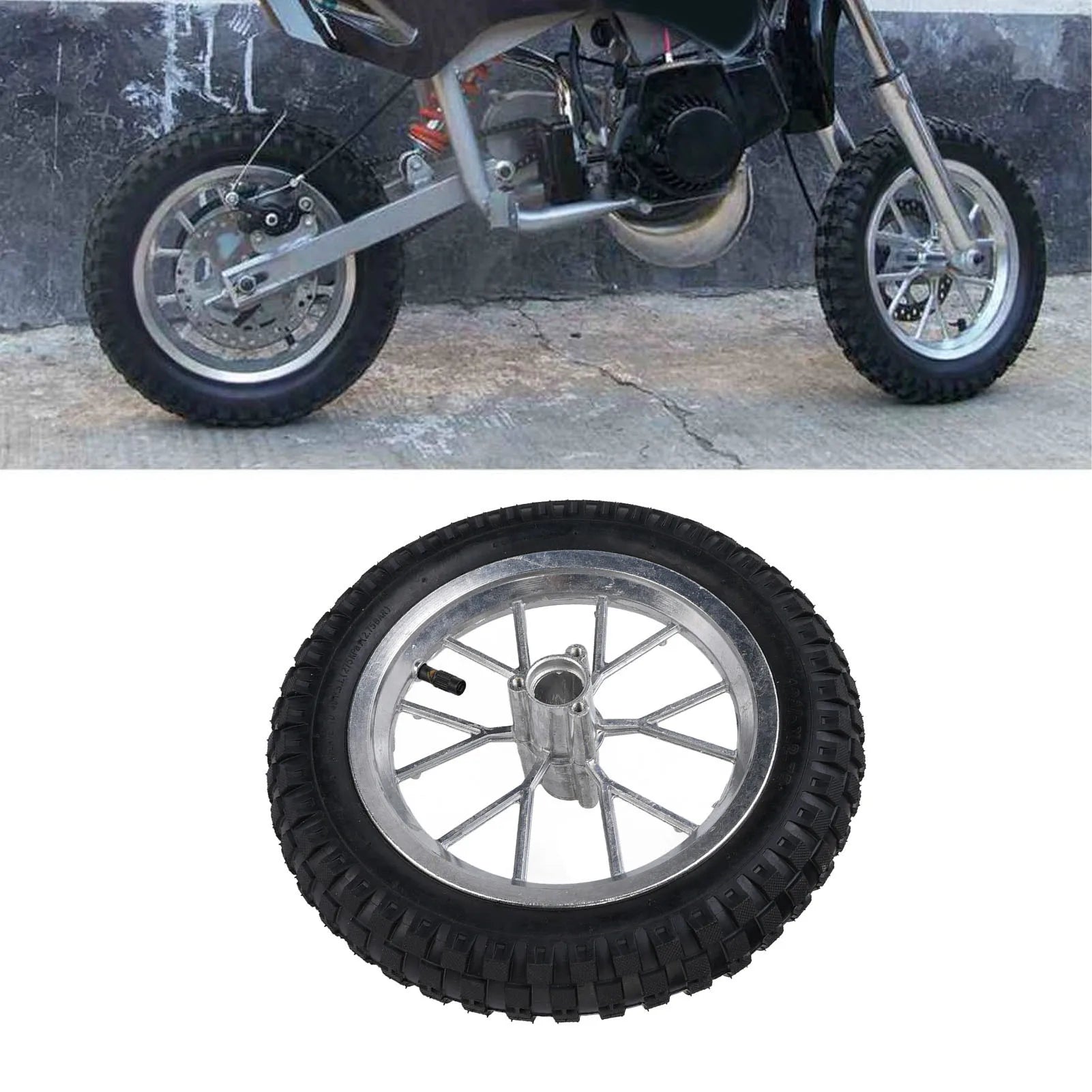 12 1/2X2.75 12.5x2.75 Tire Metal Rubber Rear Wheel Rim Tire Assembly for 2 Stroke  Bike 47cc 49cc Motorcycle Rear Tyre