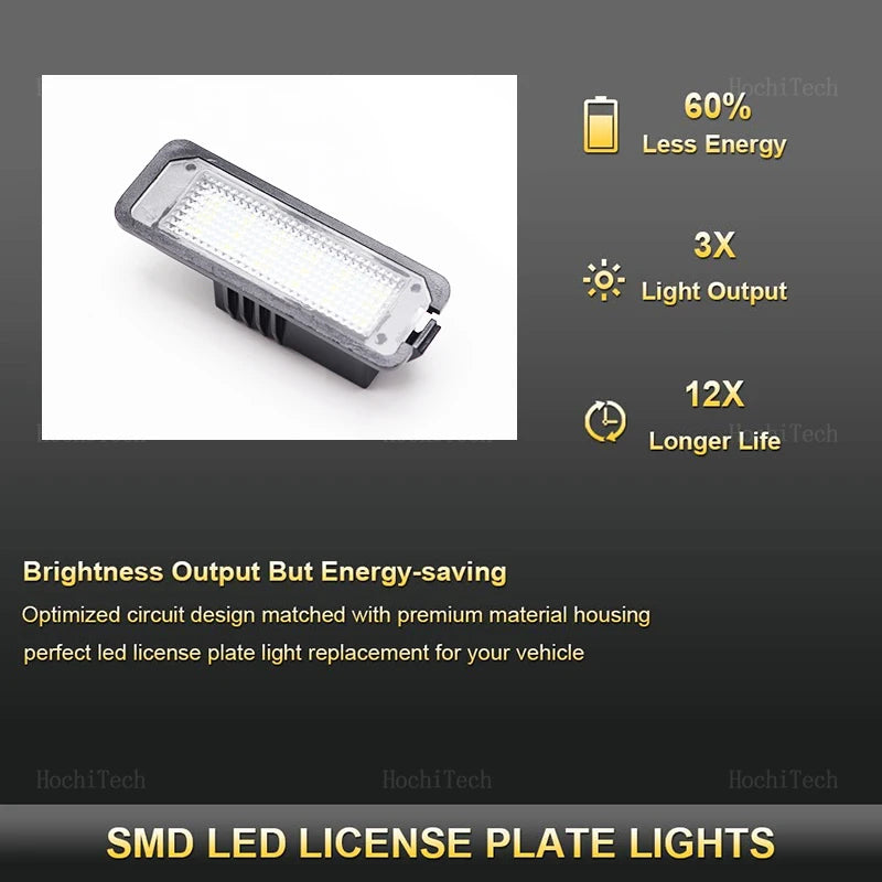 2pcs LED License Number Plate Light Lamp  For VW Passat B6 CC Eos Golf 4 5 6 7 MK7 Polo Superb Seat Leon Altea Car Lamp
