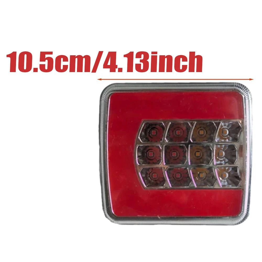 2pcs 10-30V red+white+amber light guide taillights, rear lights, turn signal lights are fit for trucks, trailers, and trucks