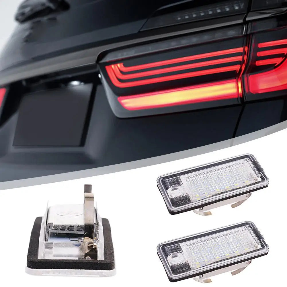 2PCS Rear LED License Plate Light For Audi A3 S3 8P A4 S4 B6 B7 A6 C6 S6 A8 S8 Q7 RS4 RS6 Plus Avant Auto Lamp Light