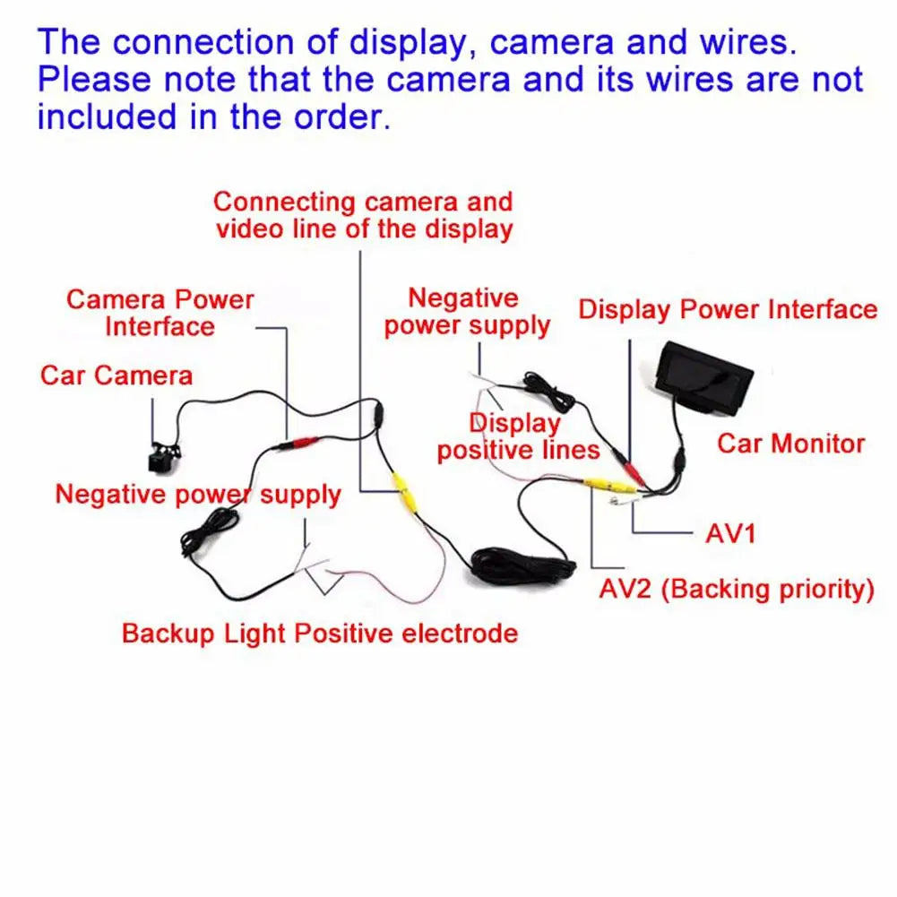 4.3Inch Car LCD Monitor for Parking Rear View Reverse Camera TFT LCD Display HD Digital Color 4.3Inch Car Accessories
