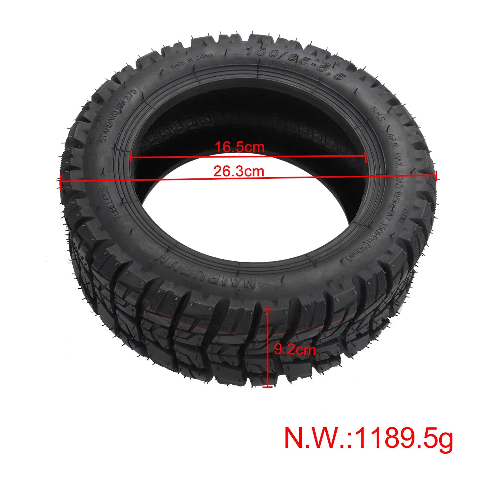 100 65 6.5 Tire 11inch Rubber Shock Absorption Widen Thicken Off Road Tyre for Scooter with Inflatable Nozzle 100 65 6.5 Tire