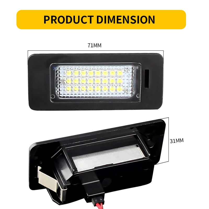 2x LED Car Number License Plate Light for Audi A4 B8 A5 Q5 S5 TT A1 S4 A6 A7 2008-2012 for VW PASSAT Error Free