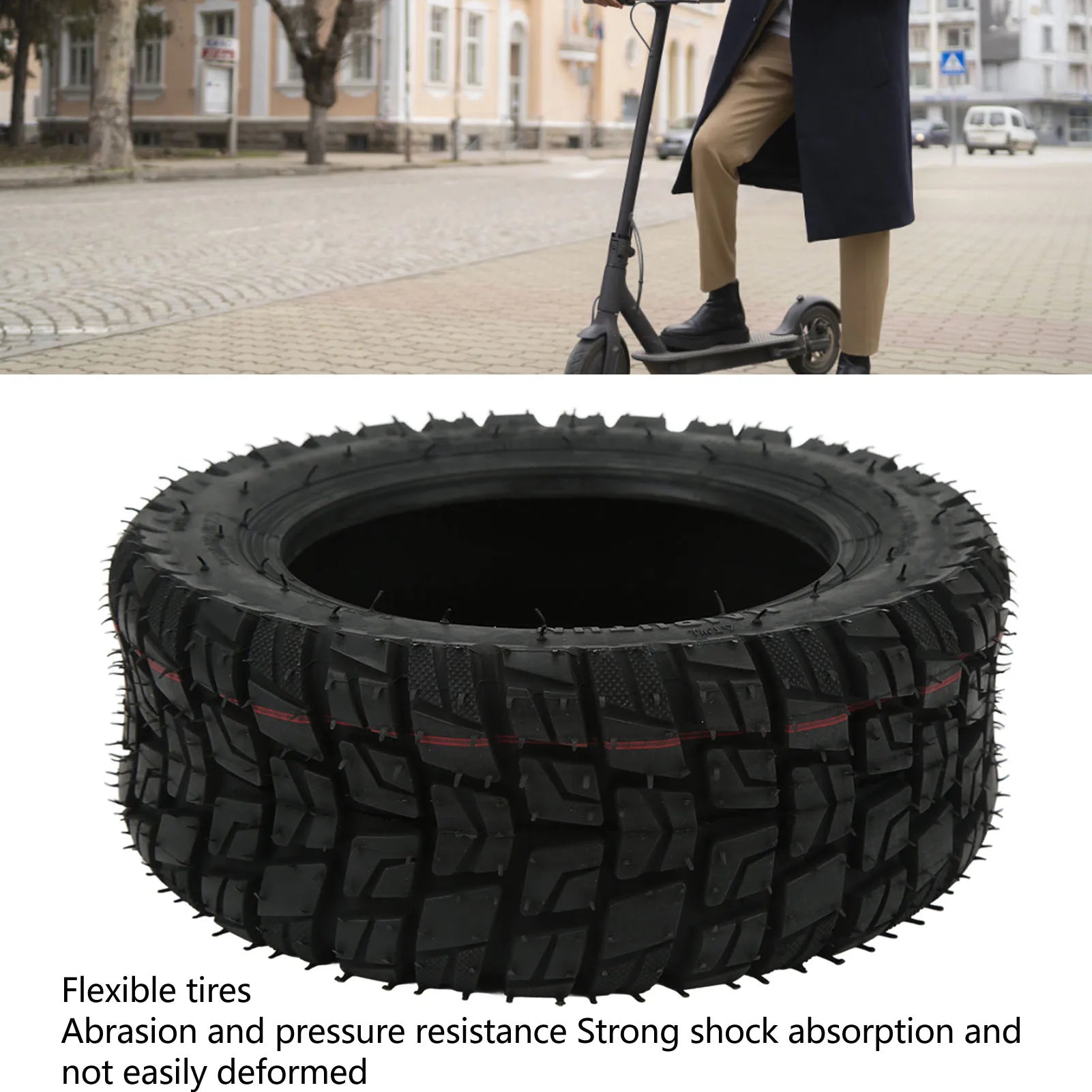100 65 6.5 Tire 11inch Rubber Shock Absorption Widen Thicken Off Road Tyre for Scooter with Inflatable Nozzle 100 65 6.5 Tire