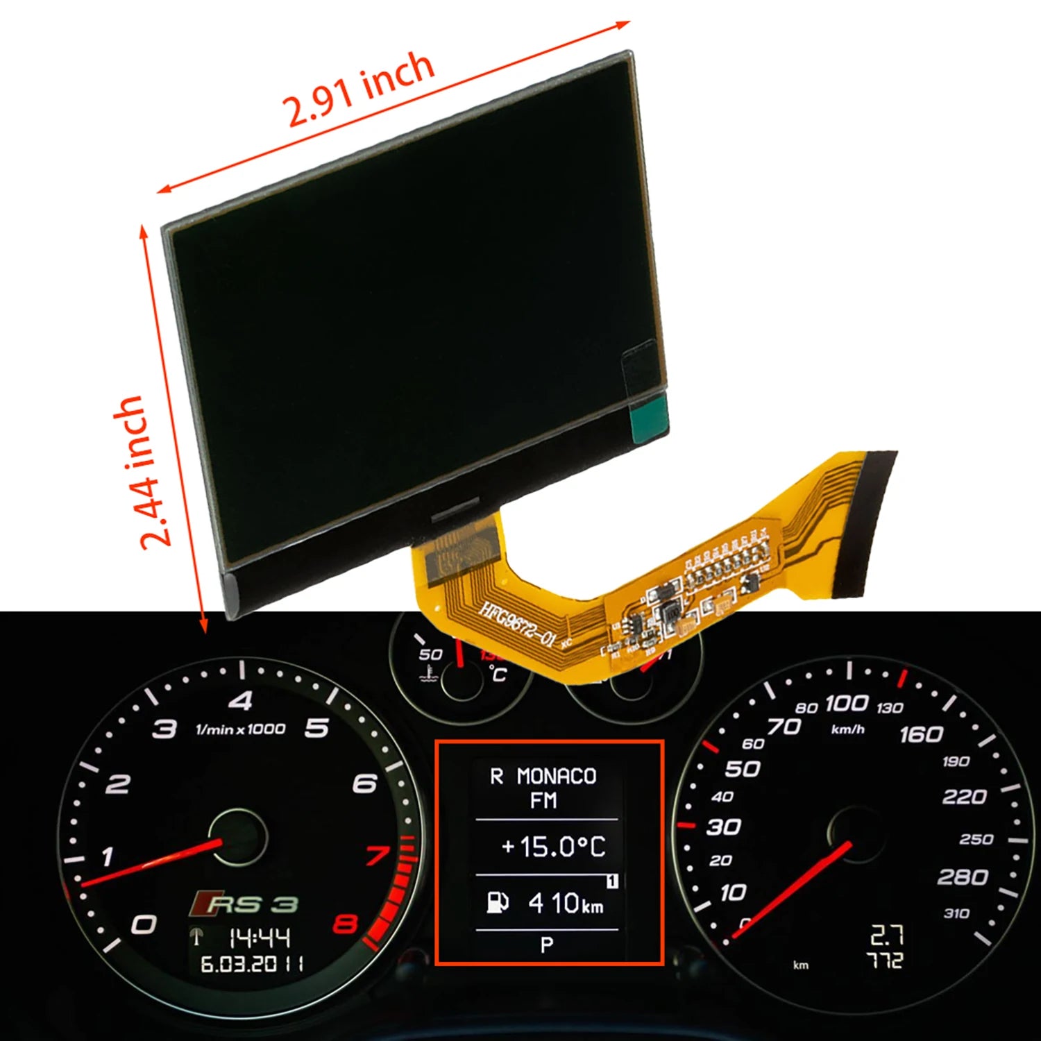 1PCS 7L6920 970D 7L6920970R/L 1PC Auto New Dashboard Monochrome LCD Screen For VW Touareg V6 Porsche Cayenne S GTS 2002-2010