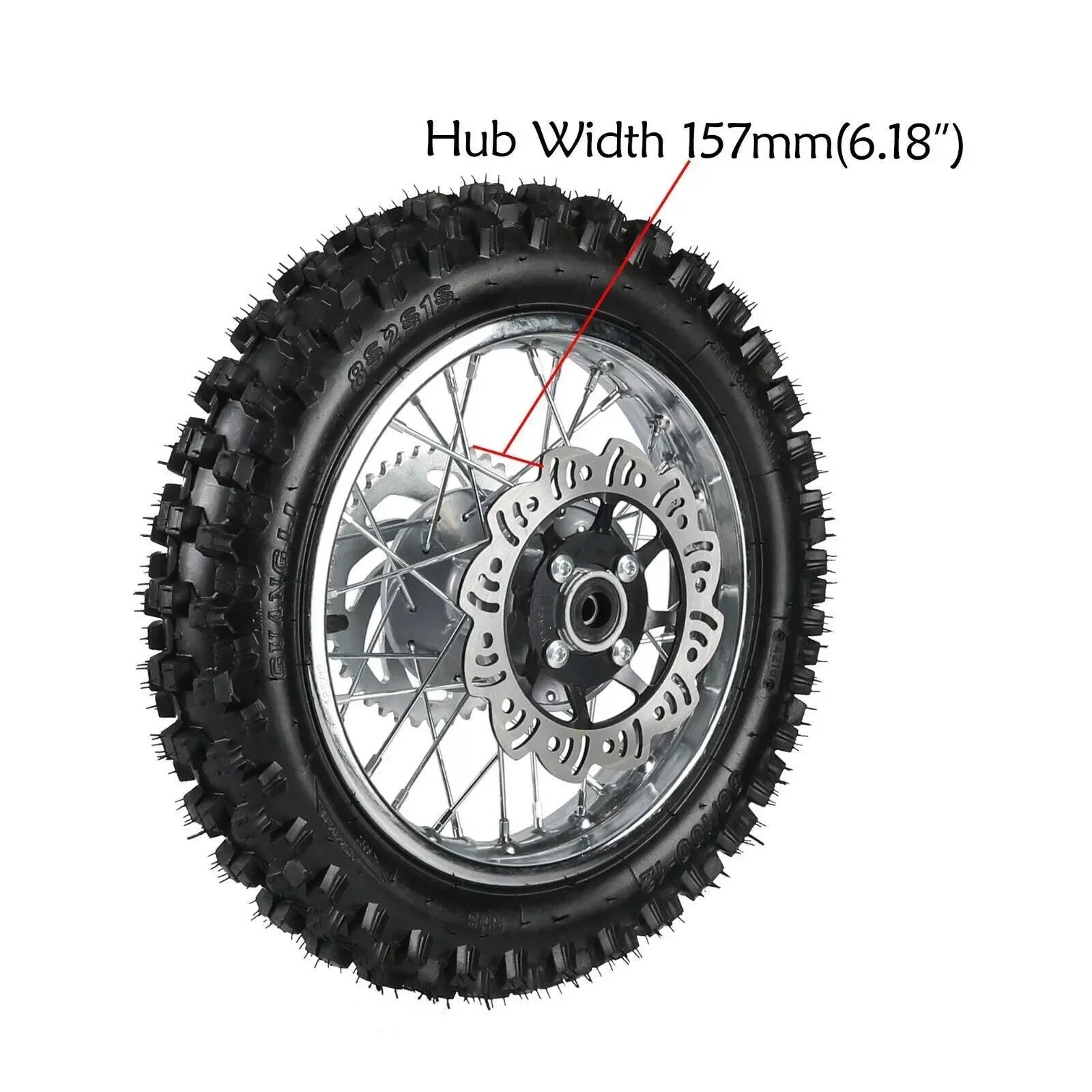 14" Front Wheel 60/100-14 Tire 1.4x14 Rim & 80/100-12 3.0-12 Rear Wheel Tire Rim  Assembly for Dirt Pit Pro Bike Apollo 125cc