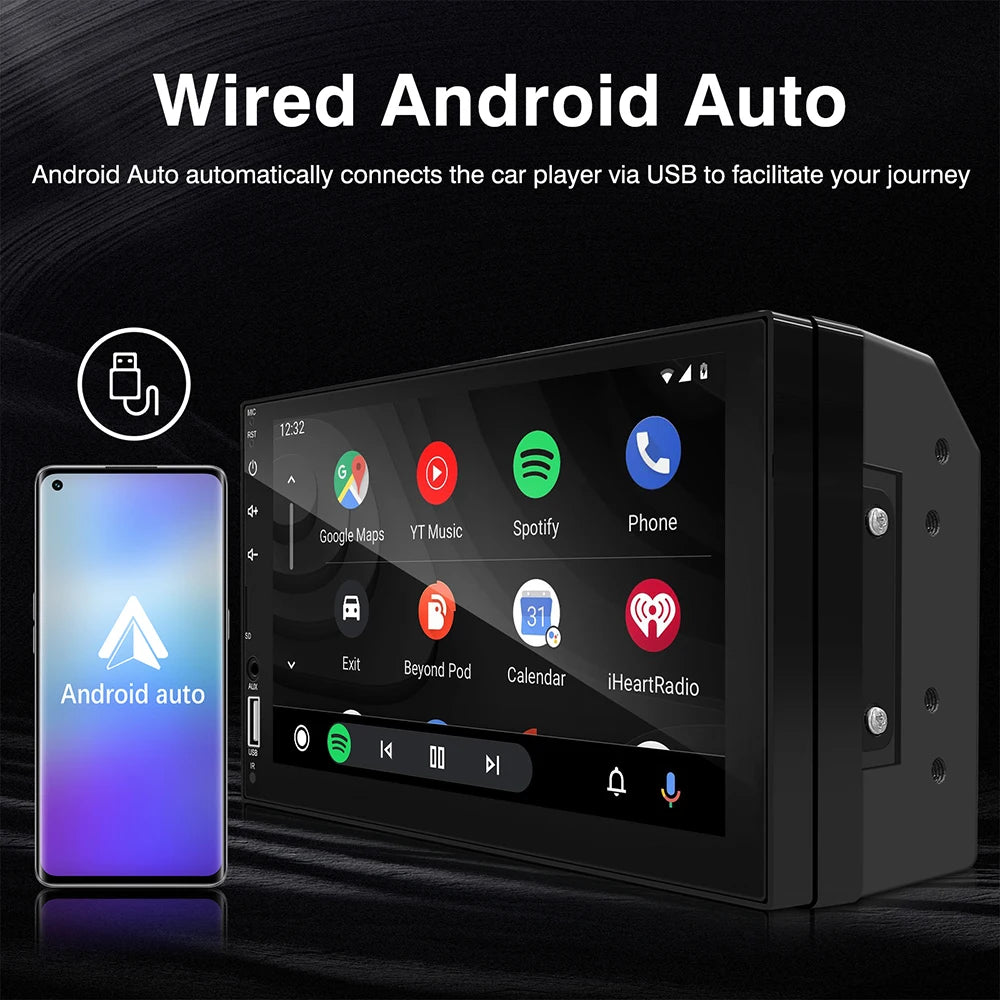 2Din 7 Inch HD Screen Full Touch Carplay Android Auto Car Raido Multimedia MP5 Player Stereo USB Bluetooth Universal Autoradio