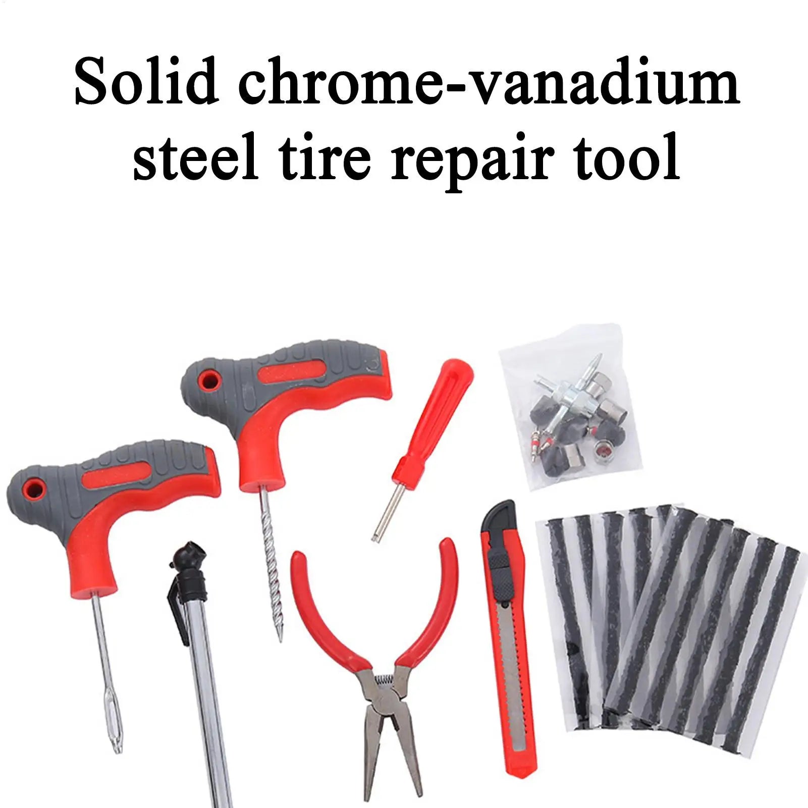 34 Pieces Car Tire Repair Kit Motorcycle Patch Flats Repair Kit Portable Fix Tools for Travel Daily Roadside Sedans SUV Truck RV