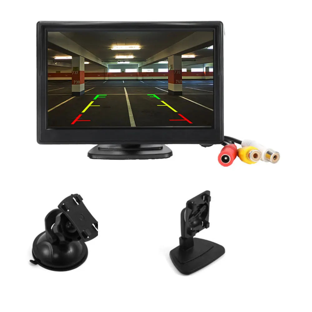 5 - Inch TFT - LCD Car Monitor with HD Digital Color Display - PAL / NTSC - Perfect for Rear View Reverse Parking Camera Systems