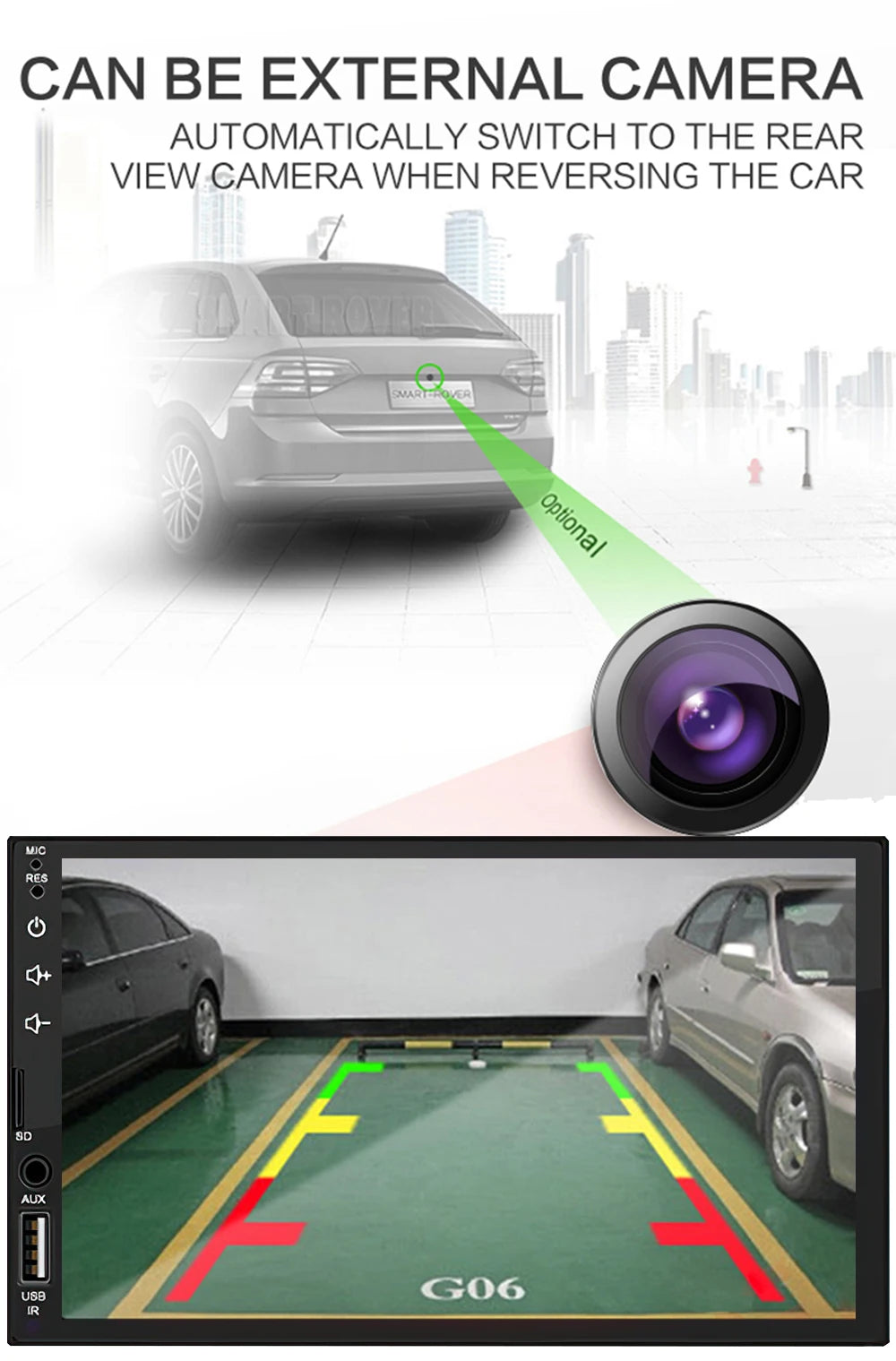 2Din 7 Inch HD Screen Full Touch Carplay Android Auto Car Raido Multimedia MP5 Player Stereo USB Bluetooth With Reverse Camera
