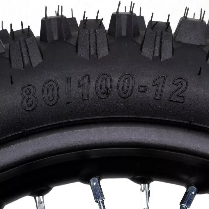 12'' Rear Wheel 80/100-12 RimTire 3.00-12 Tire 12mm Bearing  Axle for Pit Pro Trail Bikes Off-road Apollo CRF 125cc
