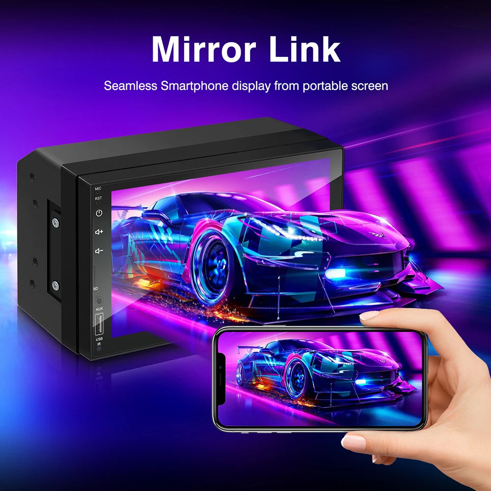 2Din 7 Inch HD Screen Full Touch Carplay Android Auto Car Raido Multimedia MP5 Player Stereo USB Bluetooth Universal Autoradio