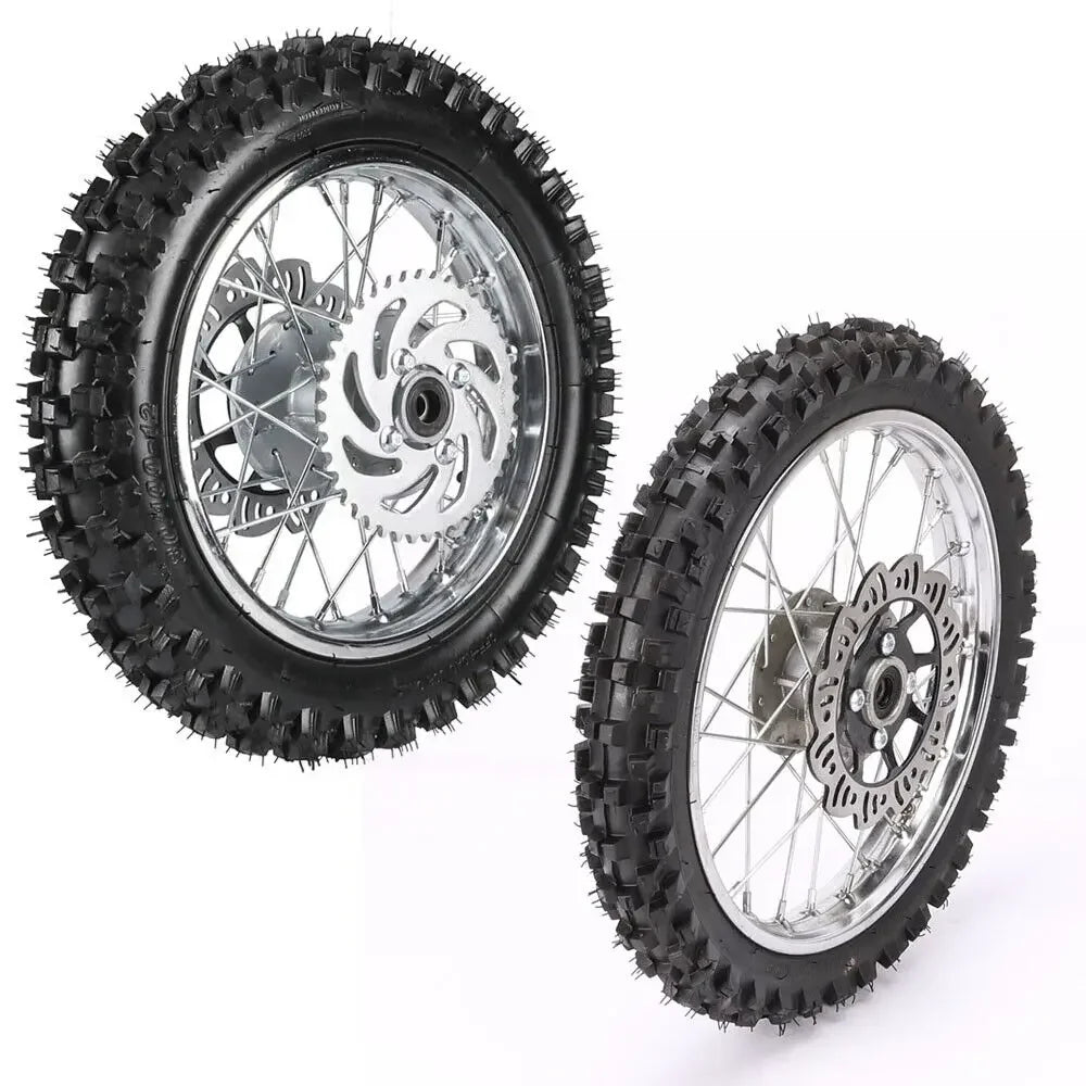 14" Front Wheel 60/100-14 Tire 1.4x14 Rim & 80/100-12 3.0-12 Rear Wheel Tire Rim  Assembly for Dirt Pit Pro Bike Apollo 125cc