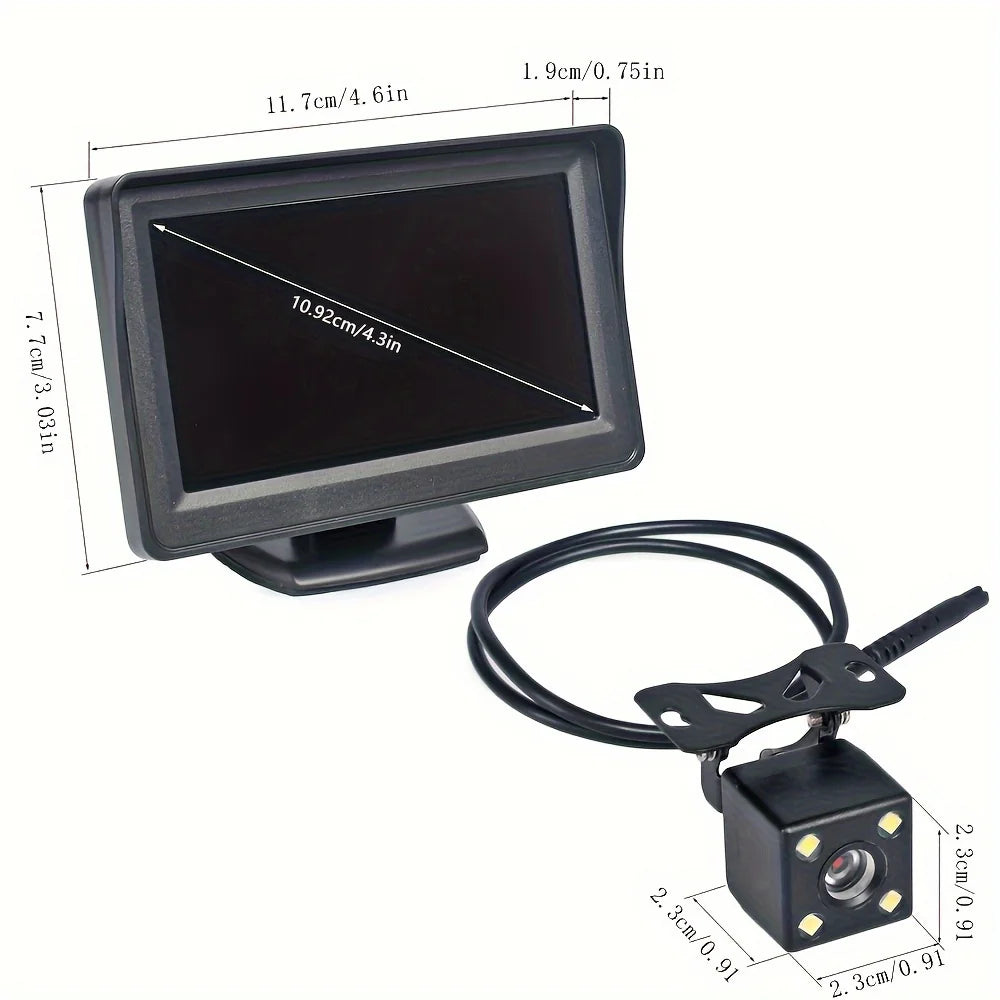 4.3 Inch Car Monitor With Rear View Camera For Vehicle Parking Reversing Camera With LCD Screen Usb Easy Installation