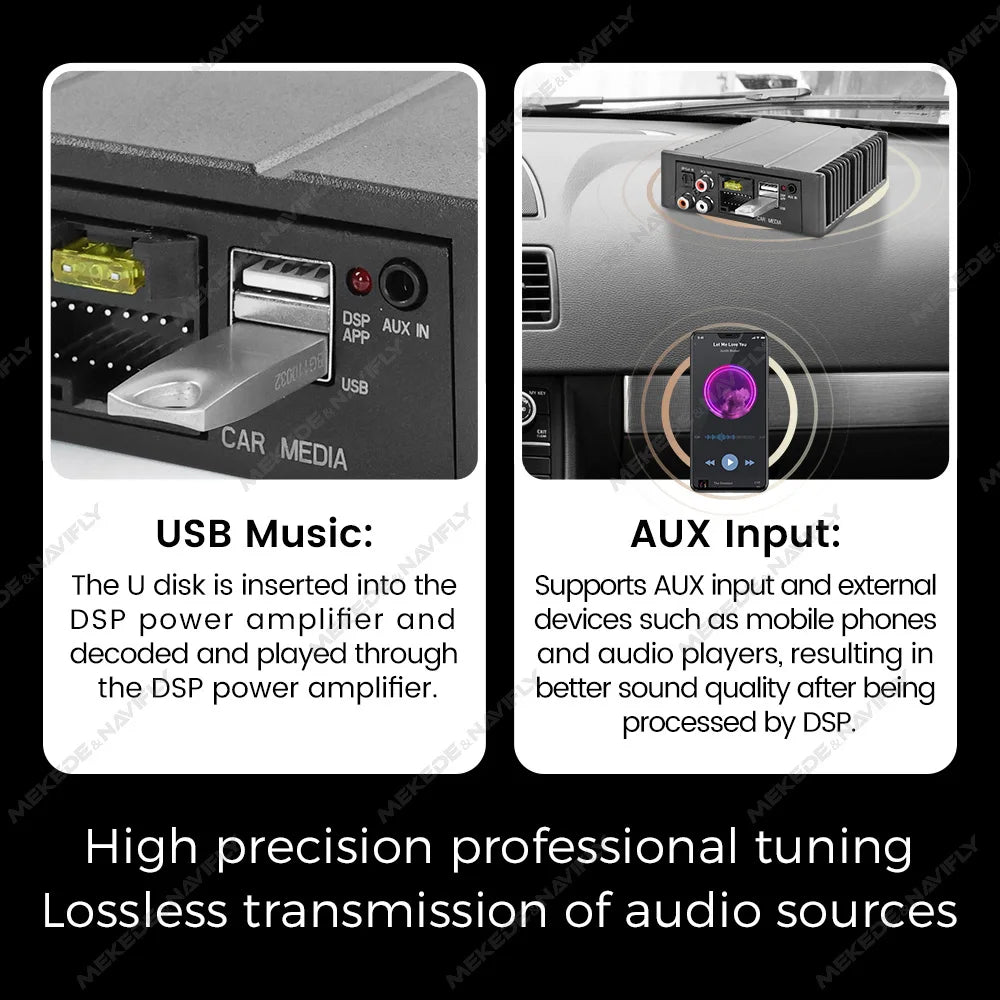 4*80W Car Digital Audio Processor For Volkswagen Benz Peugeot Hyundai With Iso Adapter For Android radio AUX Input DSP Amplifier