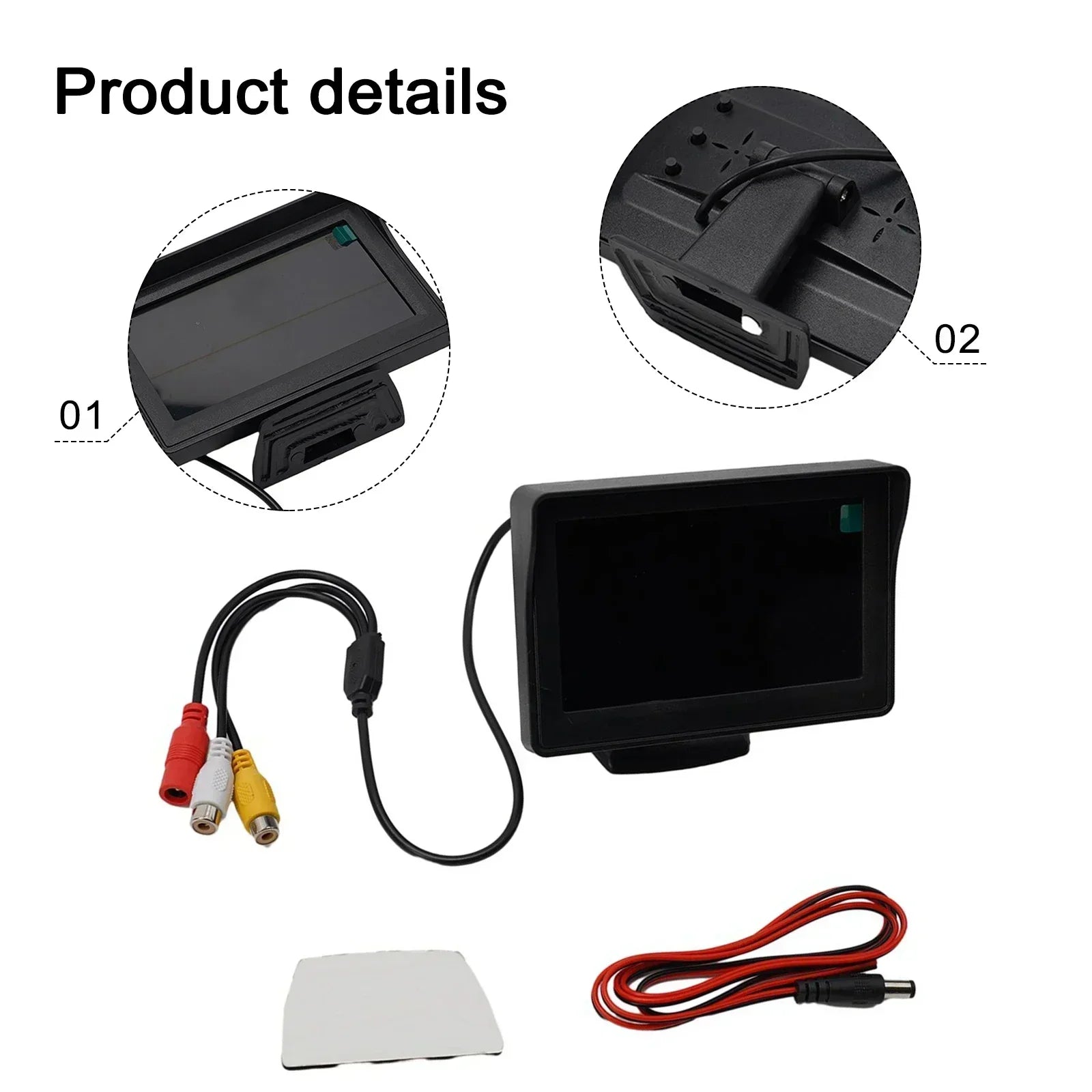 4.3-Inch Car Monitor TFT LCD 480X365 Display Rear View Screen 12V 24V For Vehicle Backup Camera CCTV Home Security Surveillance