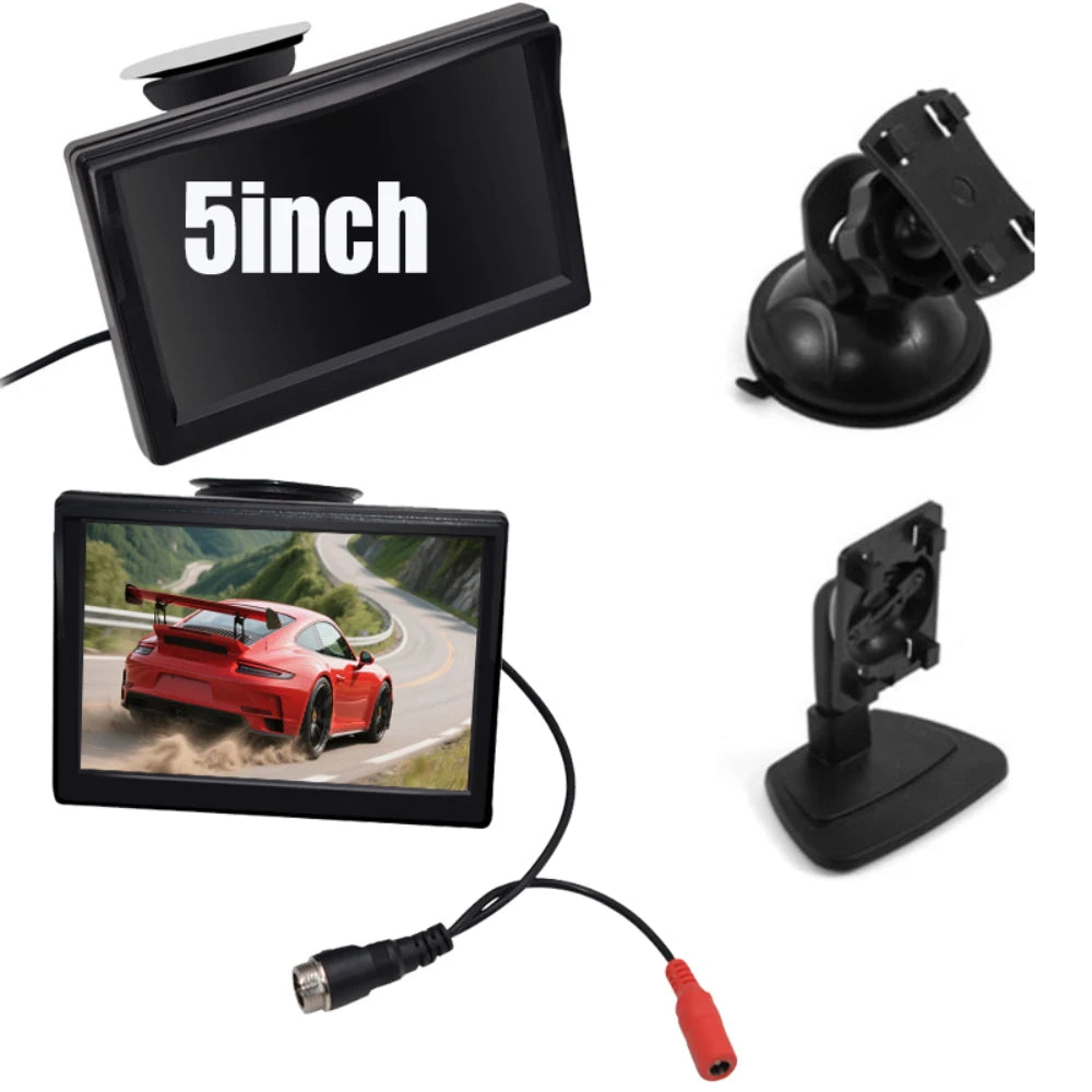 5 - Inch TFT - LCD Car Monitor with HD Digital Color Display - PAL / NTSC - Perfect for Rear View Reverse Parking Camera Systems