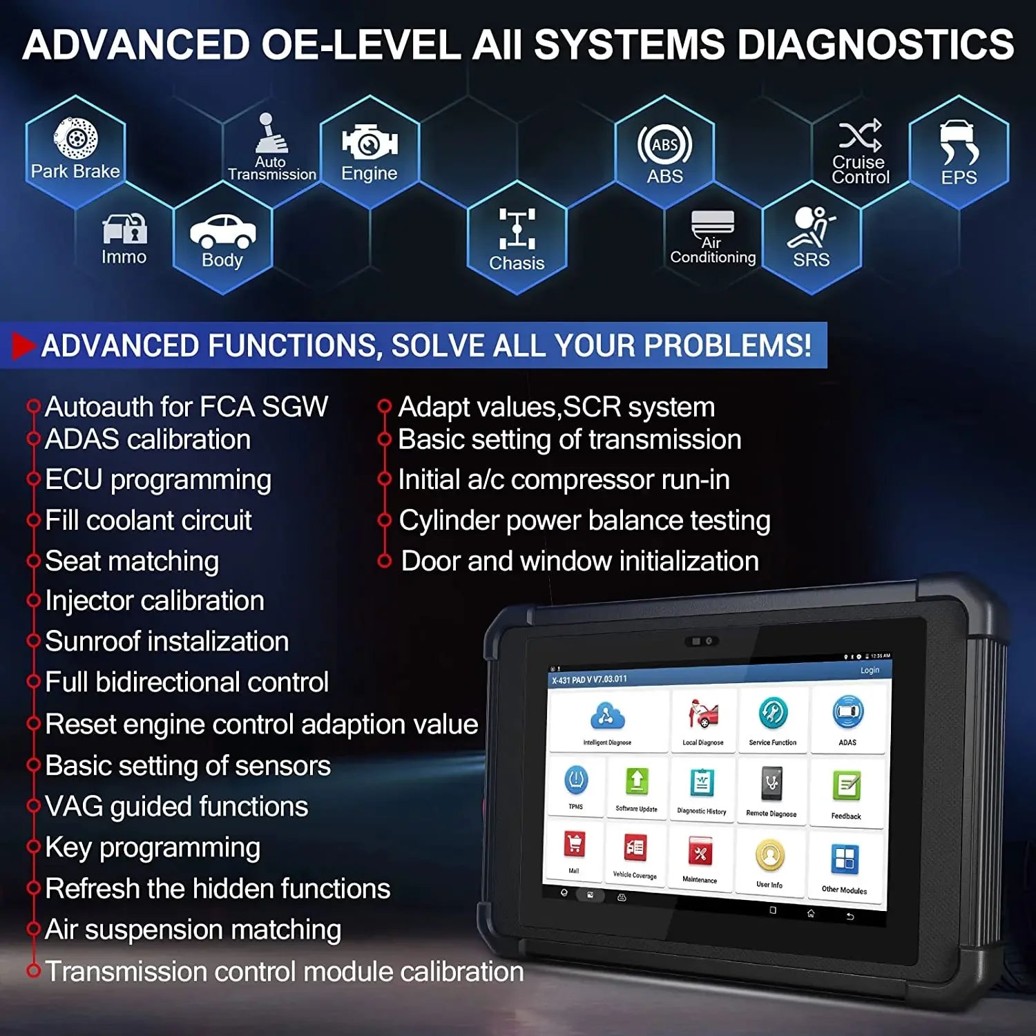 2023  X431 Pad7 Vii Vll X-431 Pad 7 2 Full System Computer For Car Diagnostics External Module Ecu Programming Scanner