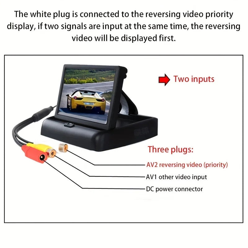 4.3 Inch LCD Foldable Display For Parking The Car Monitor Screen for Parking TFT LCD Display HD Digital Color Car Monitor Vehich