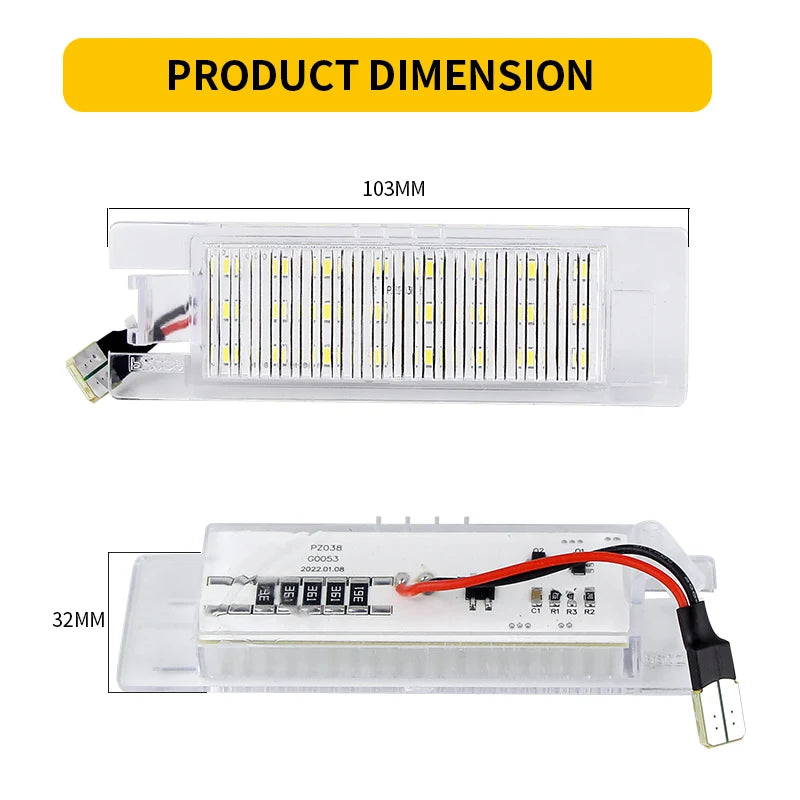 2Pcs LED License Plate Light For Opel Vectra C Astra J H Zafira B Insignia Corsa C D Meriva A Tigra B Canbus Number Plate Lamp