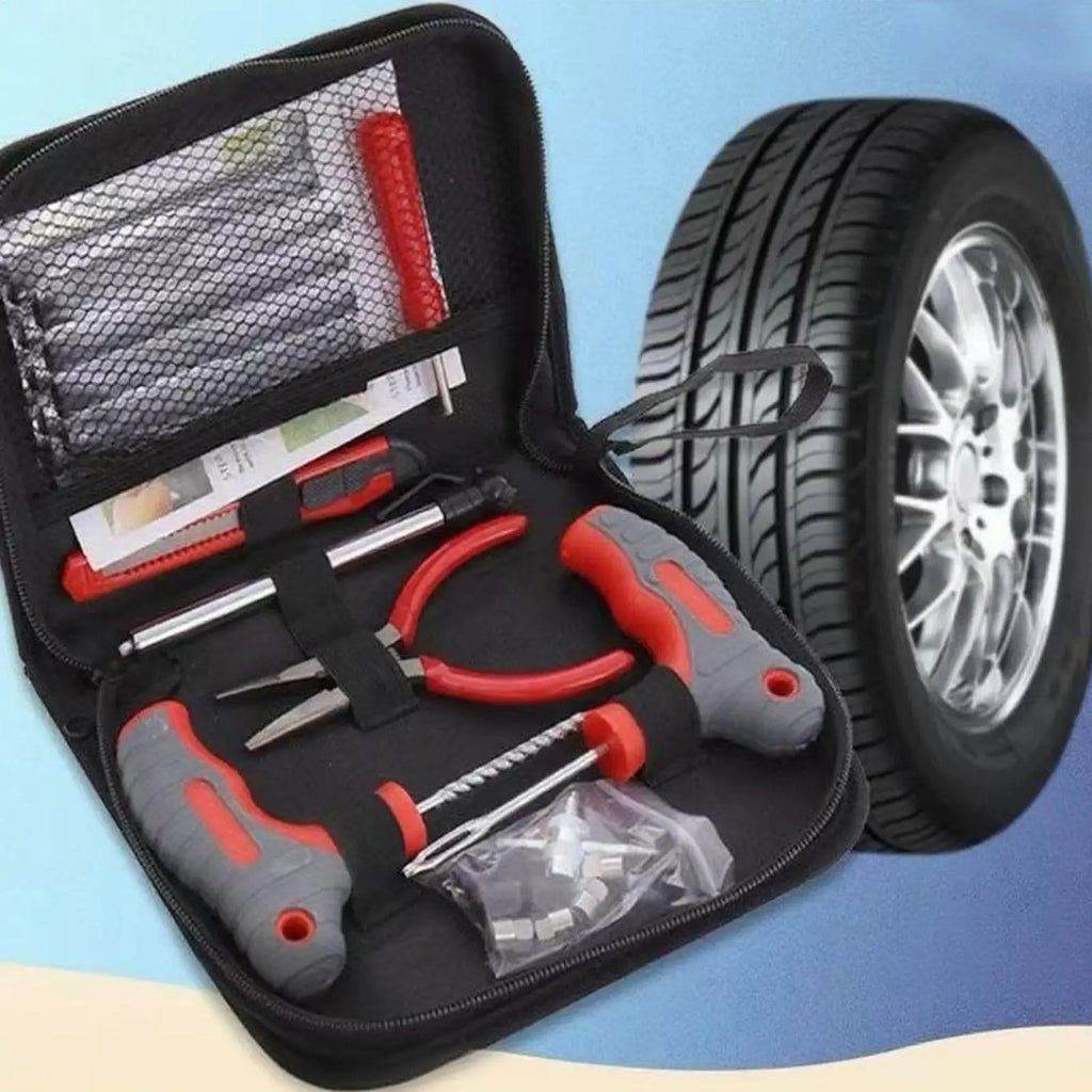 34 Pieces Car Tire Repair Kit Motorcycle Patch Flats Repair Kit Portable Fix Tools for Travel Daily Roadside Sedans SUV Truck RV